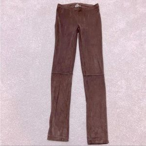 adrienne vittadini brown suede leggings